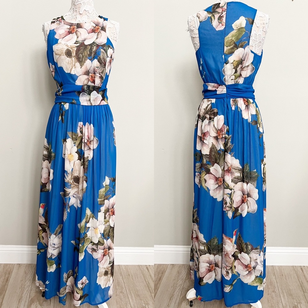 Gaudi Floral Printed Blue Maxi Dress size small